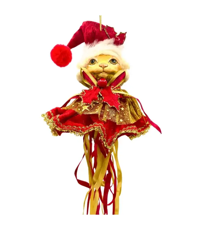 Cayen Collection Red and gold Christmas cat character