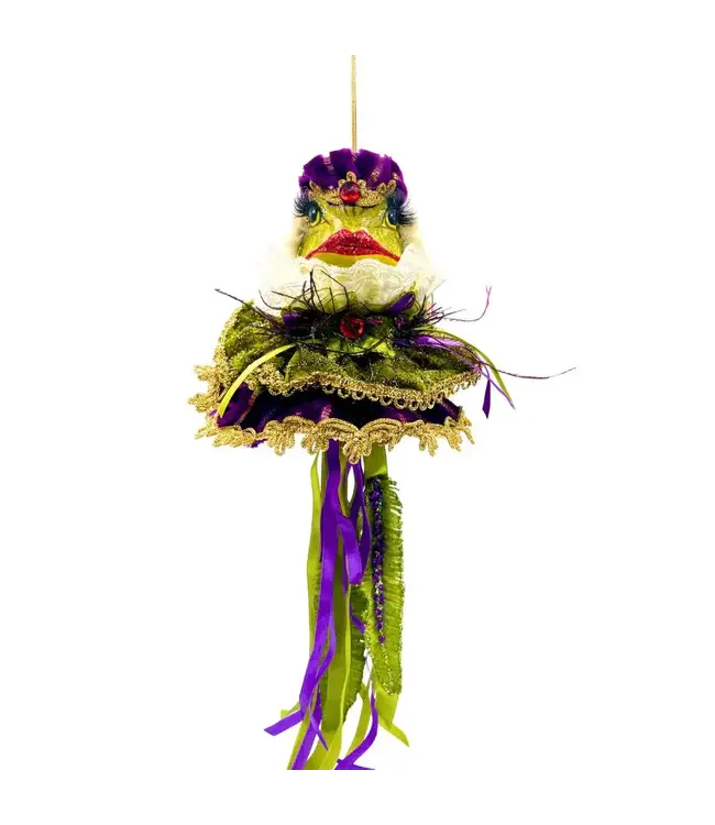 Cayen Collection Green and Purple Pompom Frog Ornament