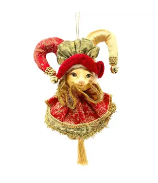 Cayen Collection Red and Gold  Jester Caton Ball with Gold Tassel