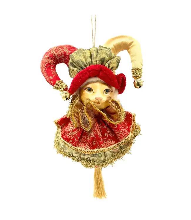 Cayen Collection Red and Gold  Jester Caton Ball with Gold Tassel