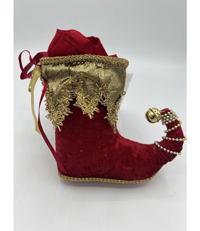 Cayen Collection Elf  Christmas boot red velvet Ornament