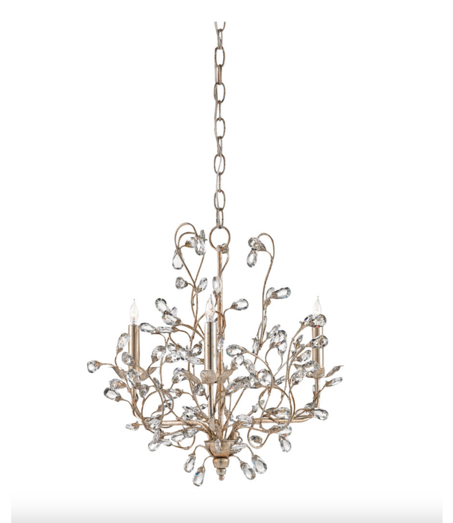 Currey & Co Crystal Bud Small Silver Chandelier