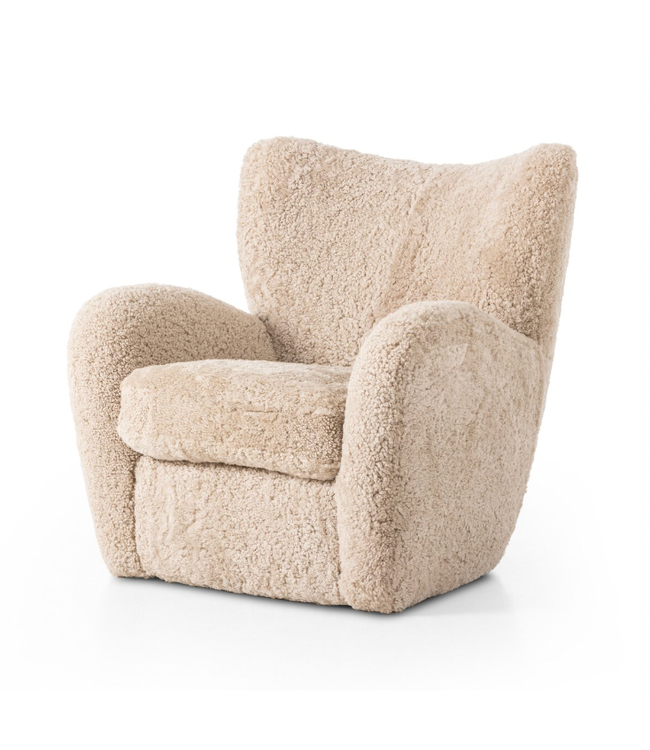 Four Hands Amelie Chair: Beige Shearling