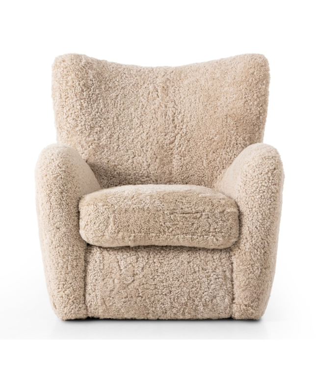 Four Hands Amelie Chair: Beige Shearling