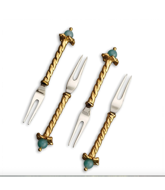 L'Objet Venise Cocktail Two-Prong Picks  - Set of 4