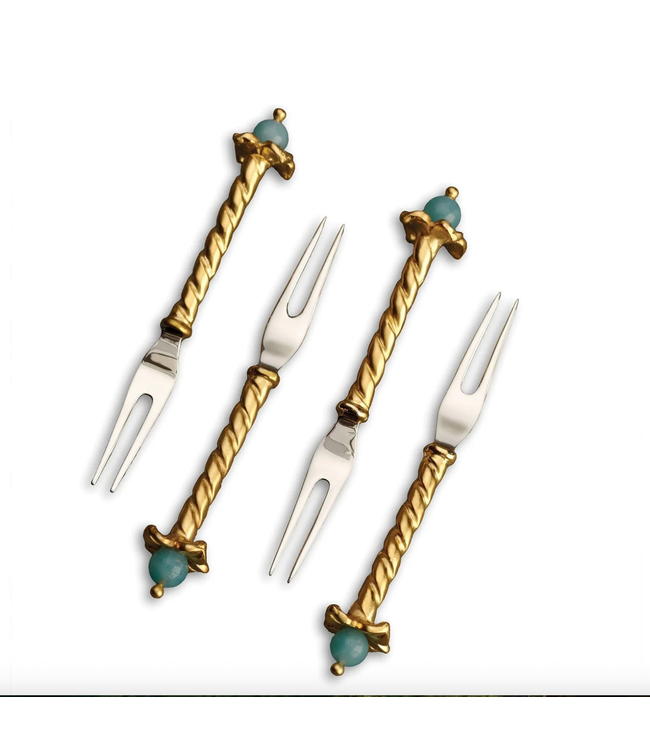 L'Objet Venise Cocktail Two-Prong Picks  - Set of 4
