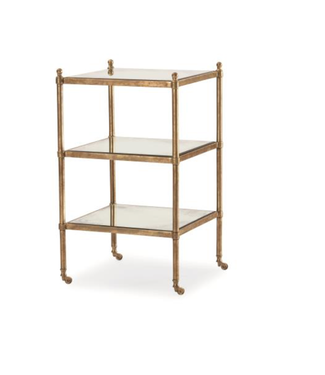 Cayen Collection Chairside Antique Mirrored Table