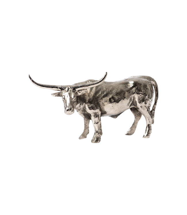Jan Barboglio Cuerno Largo Bull Sculpture - Nickel