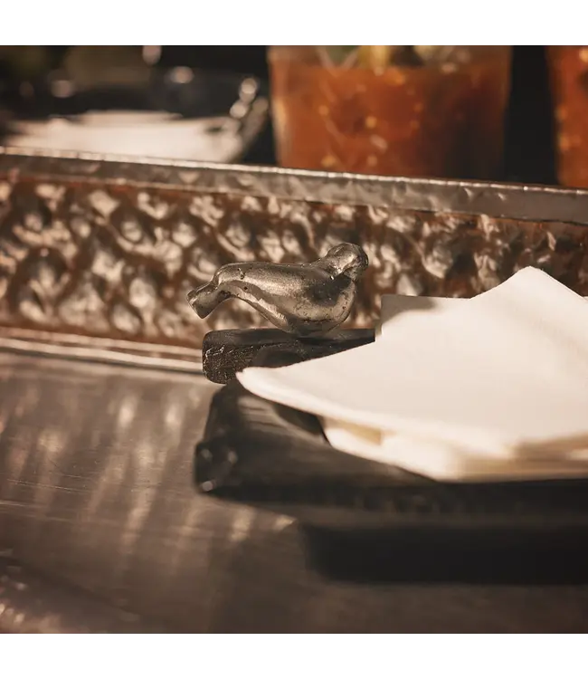 Jan Barboglio Chiquito Batea Bowl with 2 Wax Cast Iron Birds