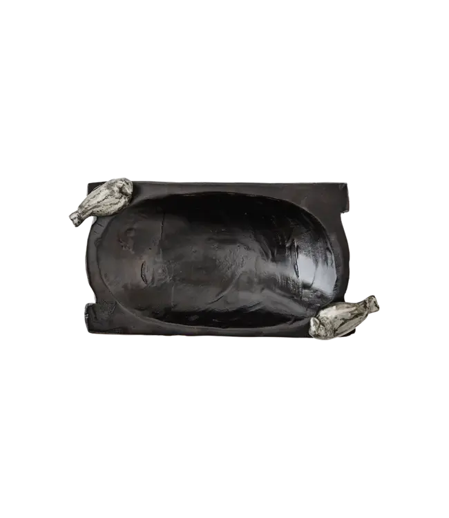 Jan Barboglio Chiquito Batea Bowl with 2 Wax Cast Iron Birds