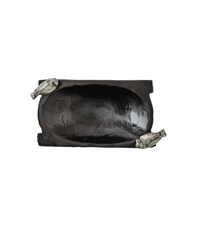 Jan Barboglio Chiquito Batea Bowl with 2 Wax Cast Iron Birds