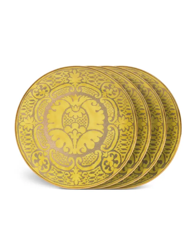 L'Objet Fortuny Orsini Yellow Dessert Plates (Set of 4)