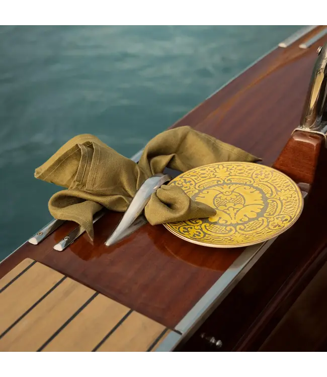 L'Objet Fortuny Orsini Yellow Dessert Plates (Set of 4)