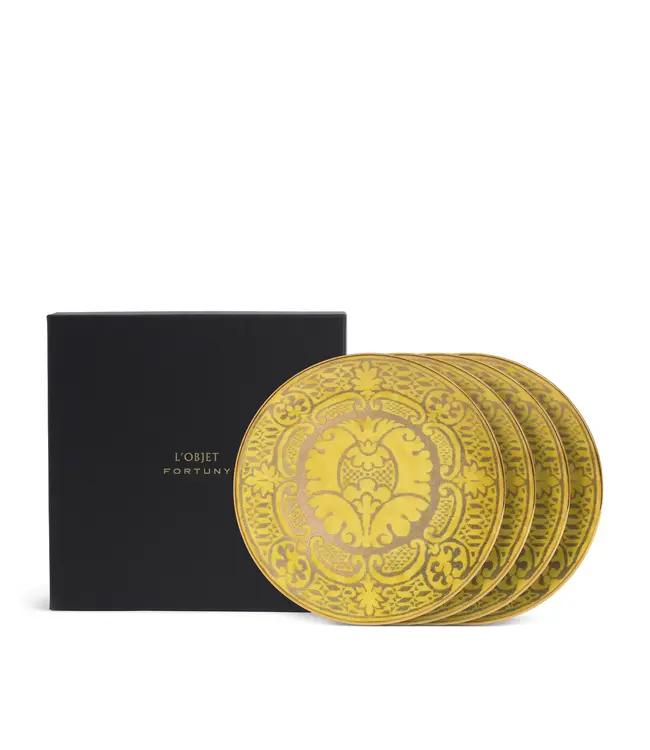 L'Objet Fortuny Orsini Yellow Dessert Plates (Set of 4)