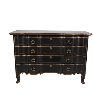 Cayen Collection Four Drawer Ebonized and Gilt Chest  by Minton Spidell - 37 x 55 1/2 x 23