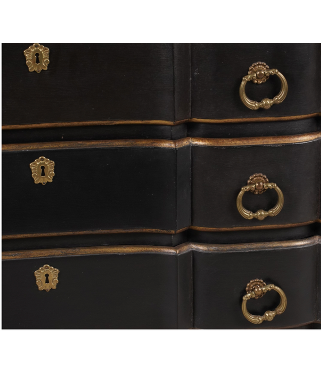 Cayen Collection Four Drawer Ebonized and Gilt Chest  by Minton Spidell - 37 x 55 1/2 x 23