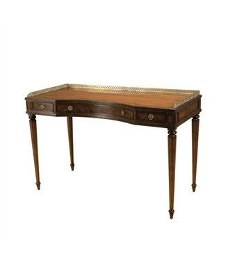 Maitland-Smith Aged Regency Finished Mahogany Desk - Writing Table - Desk . Veneer Top, Pompeian Brass Mounts