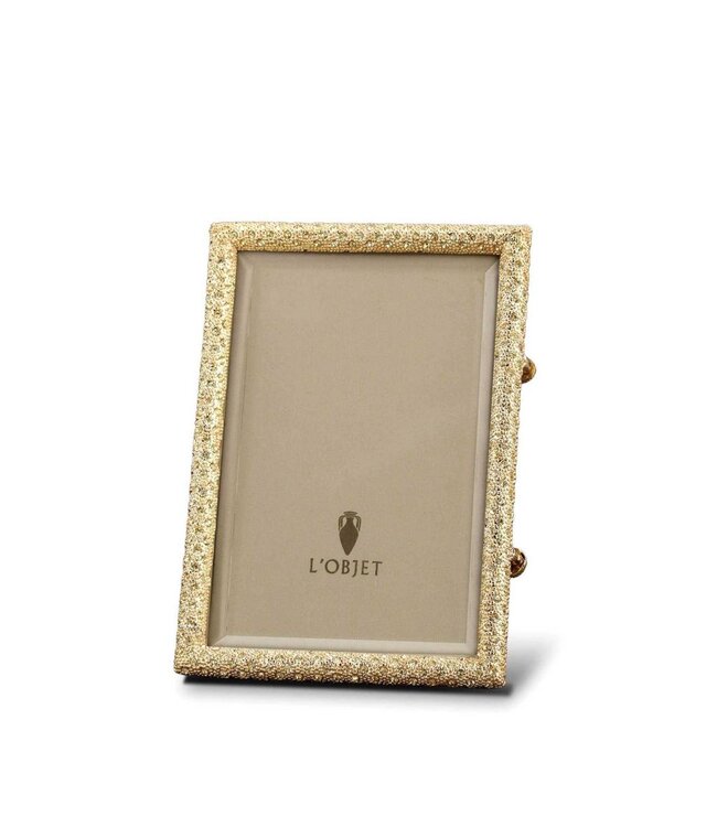 L’Objet Rectangular Pave Frame Gold + Yellow Crystals 4x6 (Small)