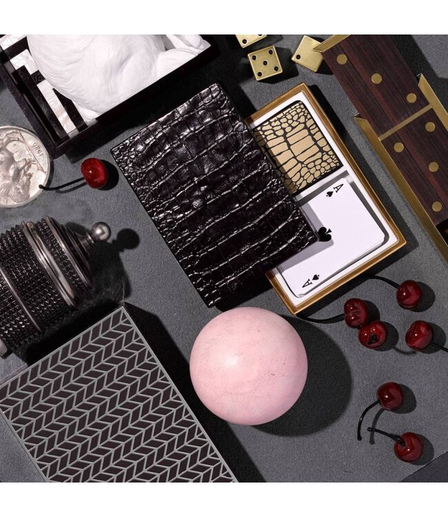 L’Objet Crocodile Box with Playing Cards - Two Decks Gold
