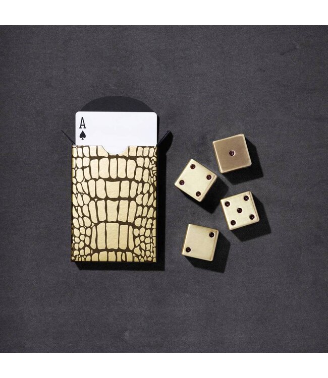 L’Objet Crocodile Box with Playing Cards - Two Decks Gold