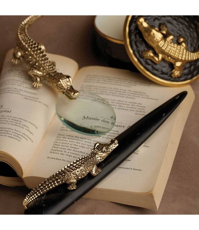 L’Objet Crocodile Rectangular Box Gold