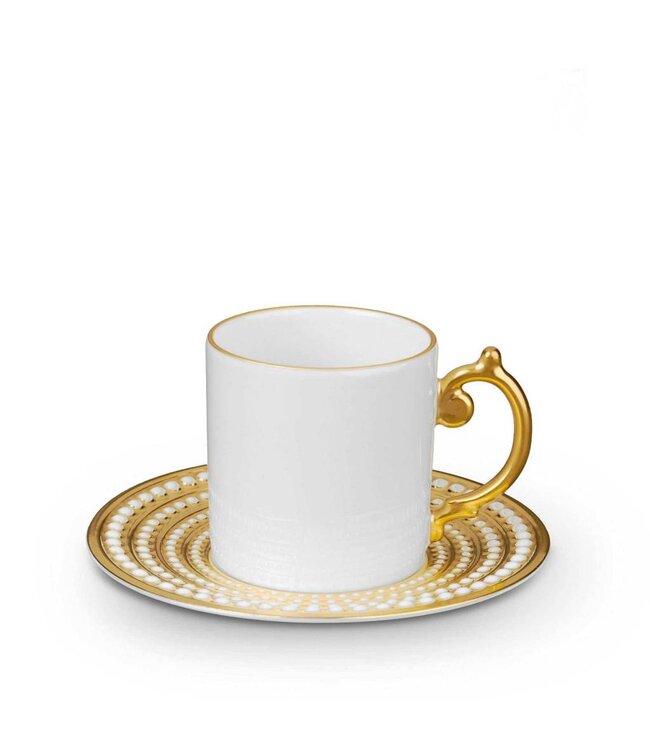 L’Objet Perlée Gold Espresso Cup + Saucer  (Gift Box of 6)