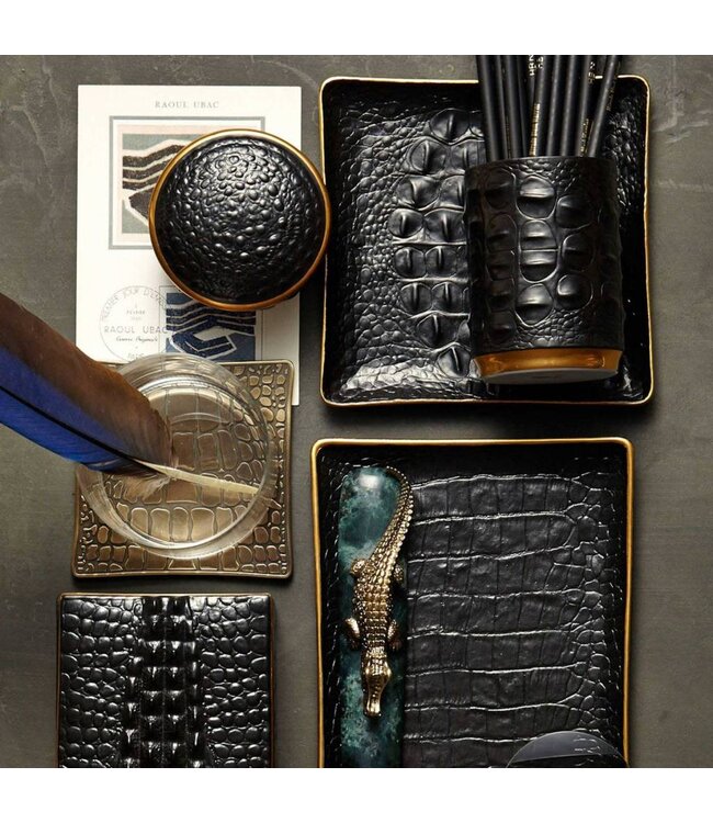 L’Objet Crocodile Pencil Cup Gold