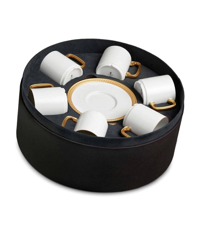 L’Objet Soie Tressée Gold Espresso Cup + Saucer  (Gift Box of 6)