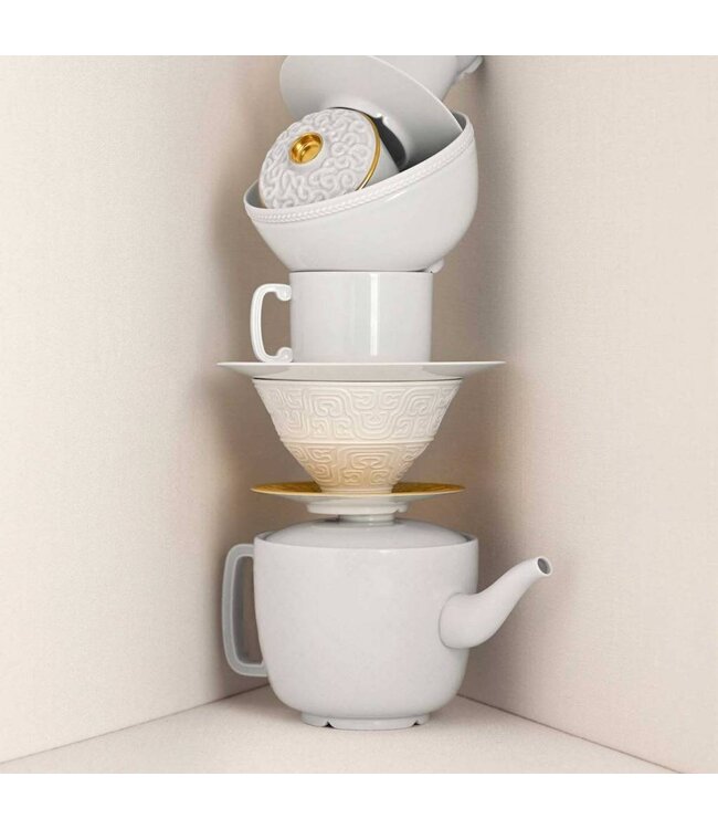 L’Objet Soie Tressée Gold Espresso Cup + Saucer  (Gift Box of 6)