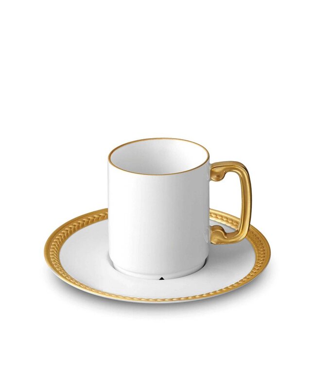 L’Objet Soie Tressée Gold Espresso Cup + Saucer  (Gift Box of 6)