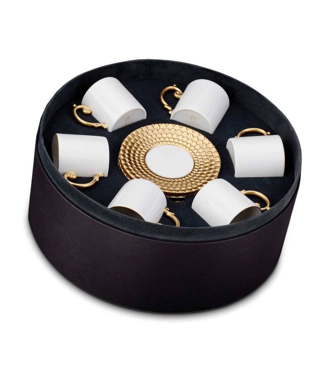 L’Objet Aegean Espresso Cup + Saucer  (Gift Box of 6) Gold