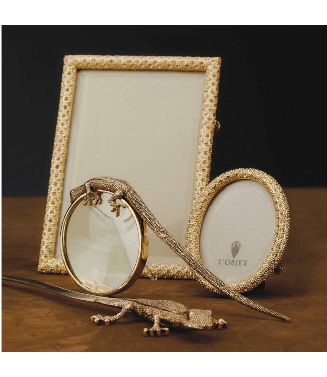 L’Objet Rectangular Pave Frame Gold + Yellow Crystals 2x3 (XSmall)