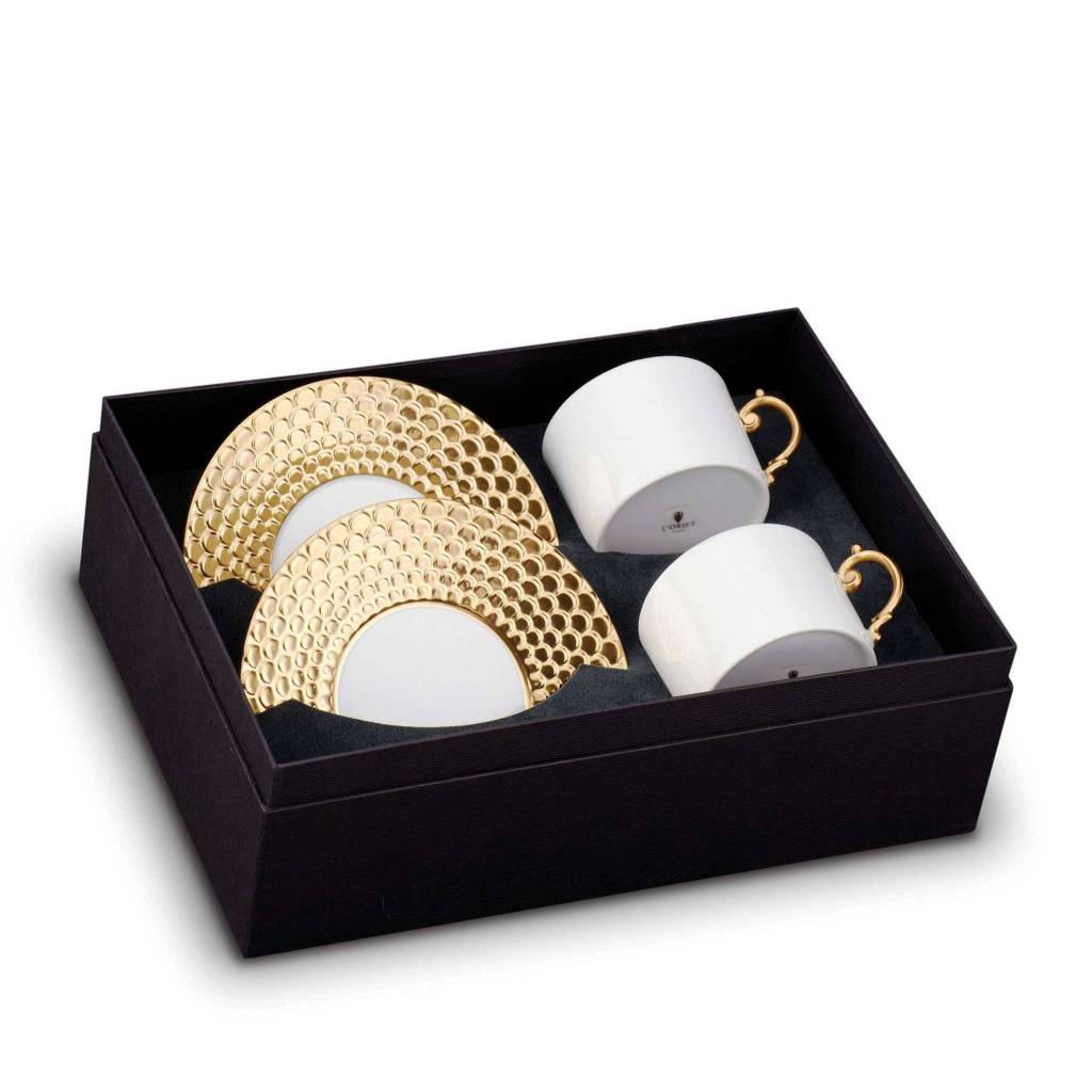 Aegean Tea Cup + Saucer (Gift Box of 2) Gold Cayen Home