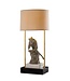 Tony Duquette Monkey Antique Limed Finished Cast Brass Table Lamp, White Agate and Black Waxstone Base