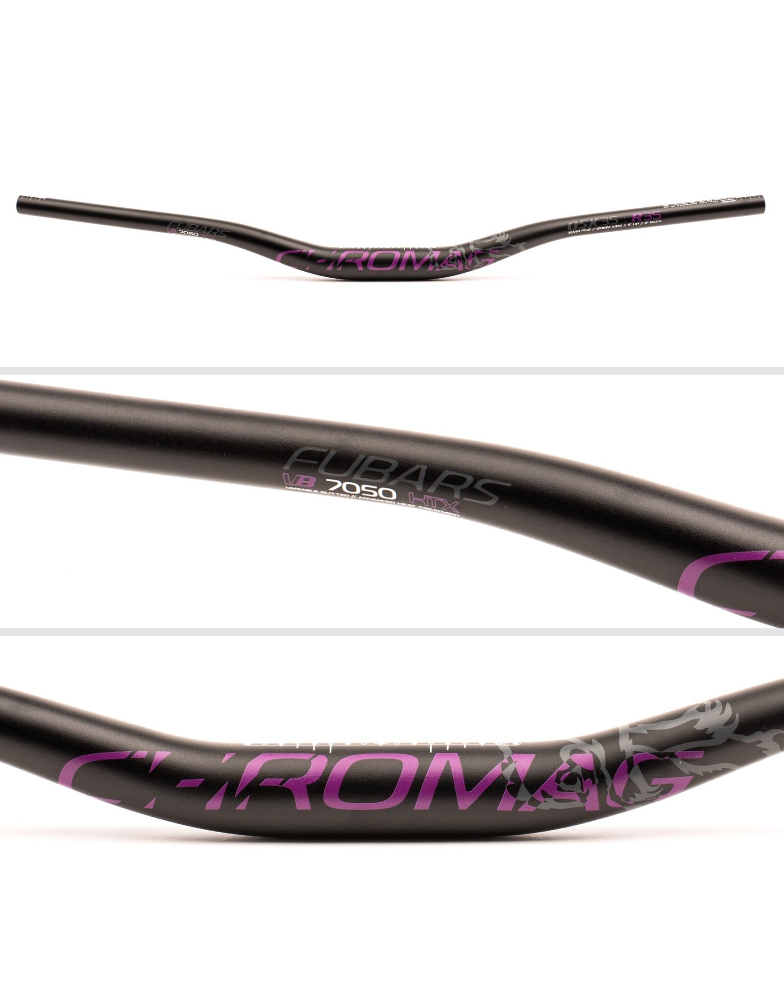 Chromag CHROMAG FUBARS OSX 35 25MM 35MM CLAMP, 25MM RISE,  800MM BLACK/PURPLE