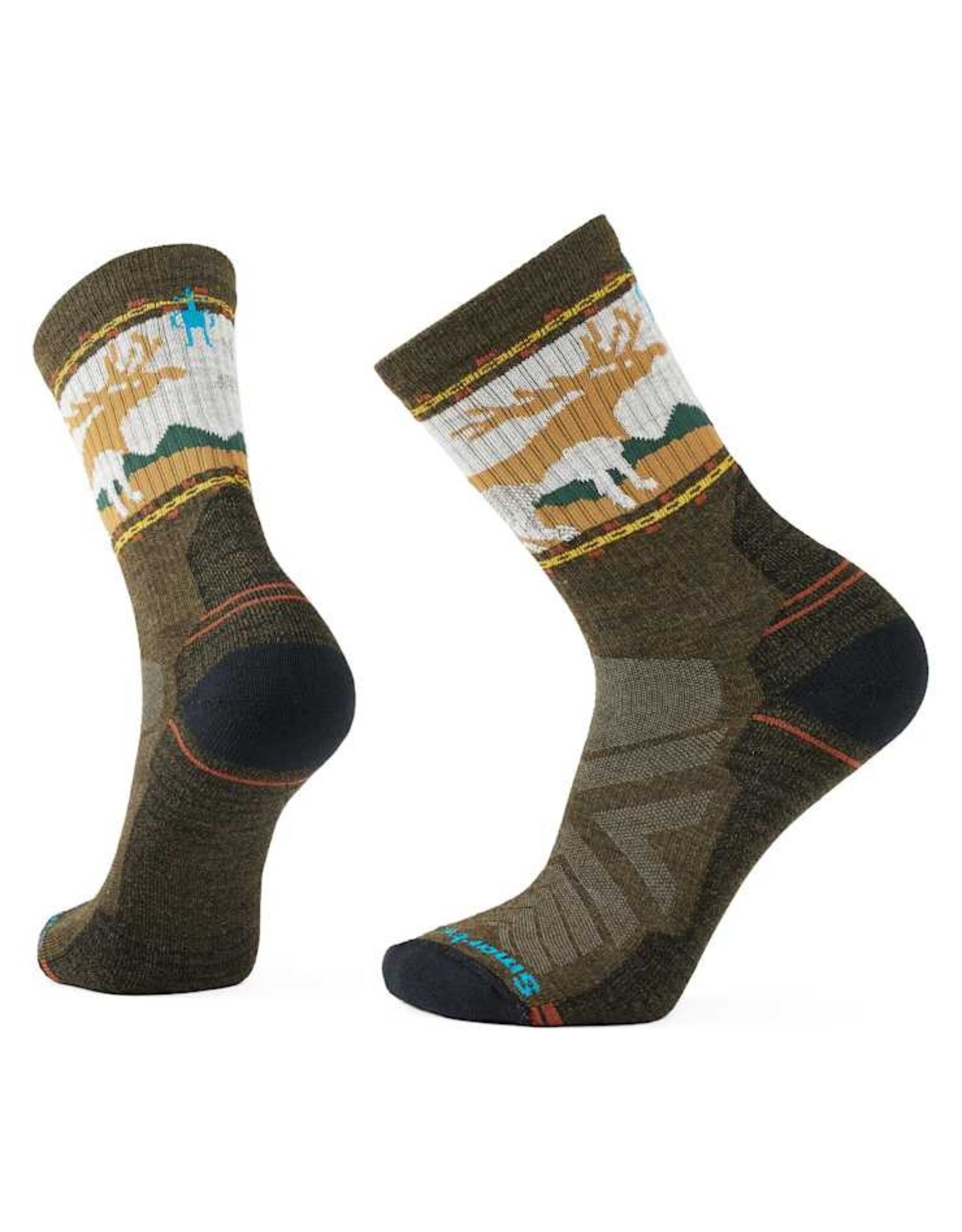 Smartwool Smartwool Hike Light Cushion Mountain Moose Crew Socks MILITARY OLIVE L