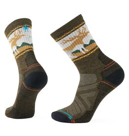 Smartwool Smartwool Hike Light Cushion Mountain Moose Crew Socks MILITARY OLIVE L