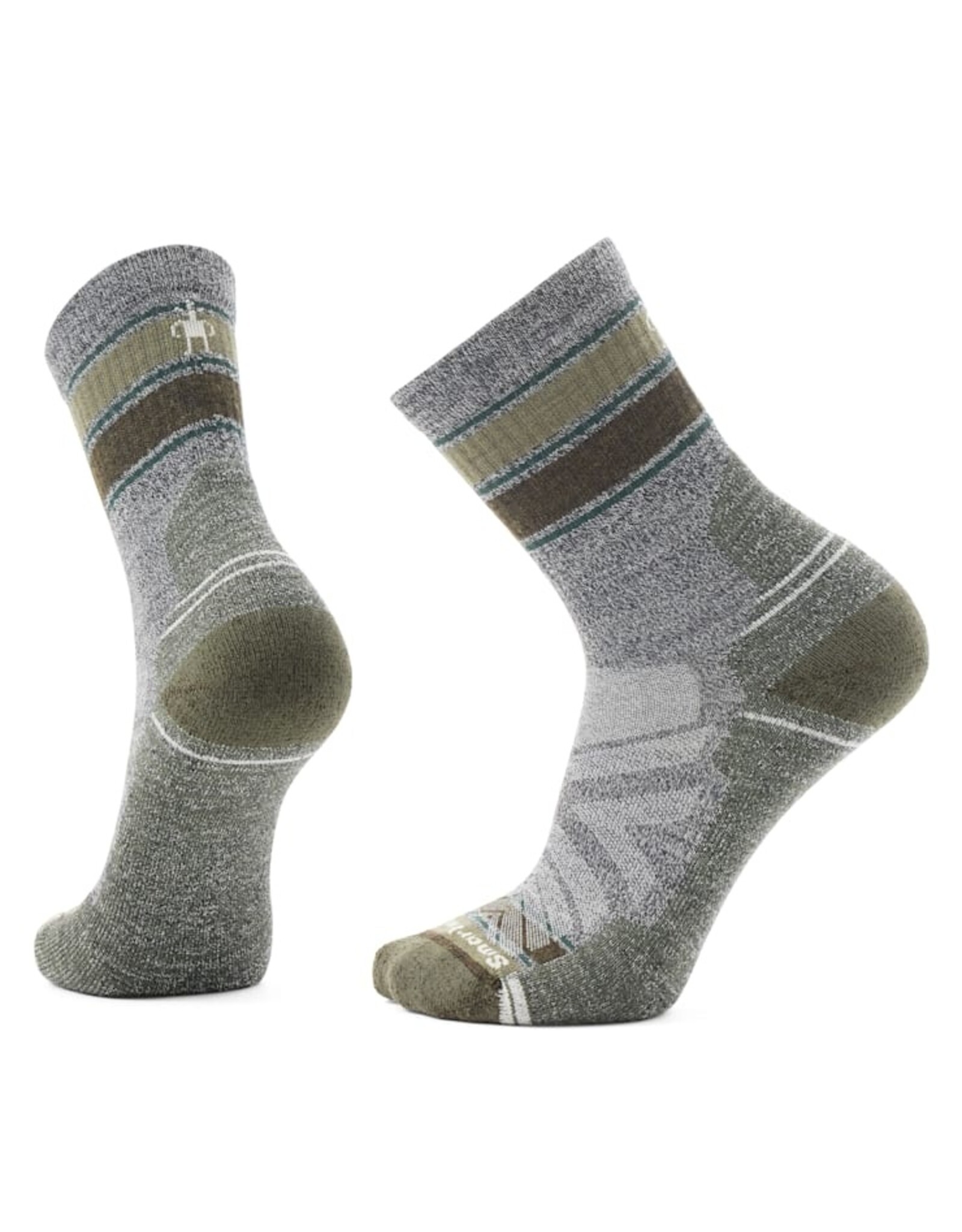 Smartwool Smartwool Hike Light Cushion Striped Mid Crew Socks ASH-CHARCOAL M