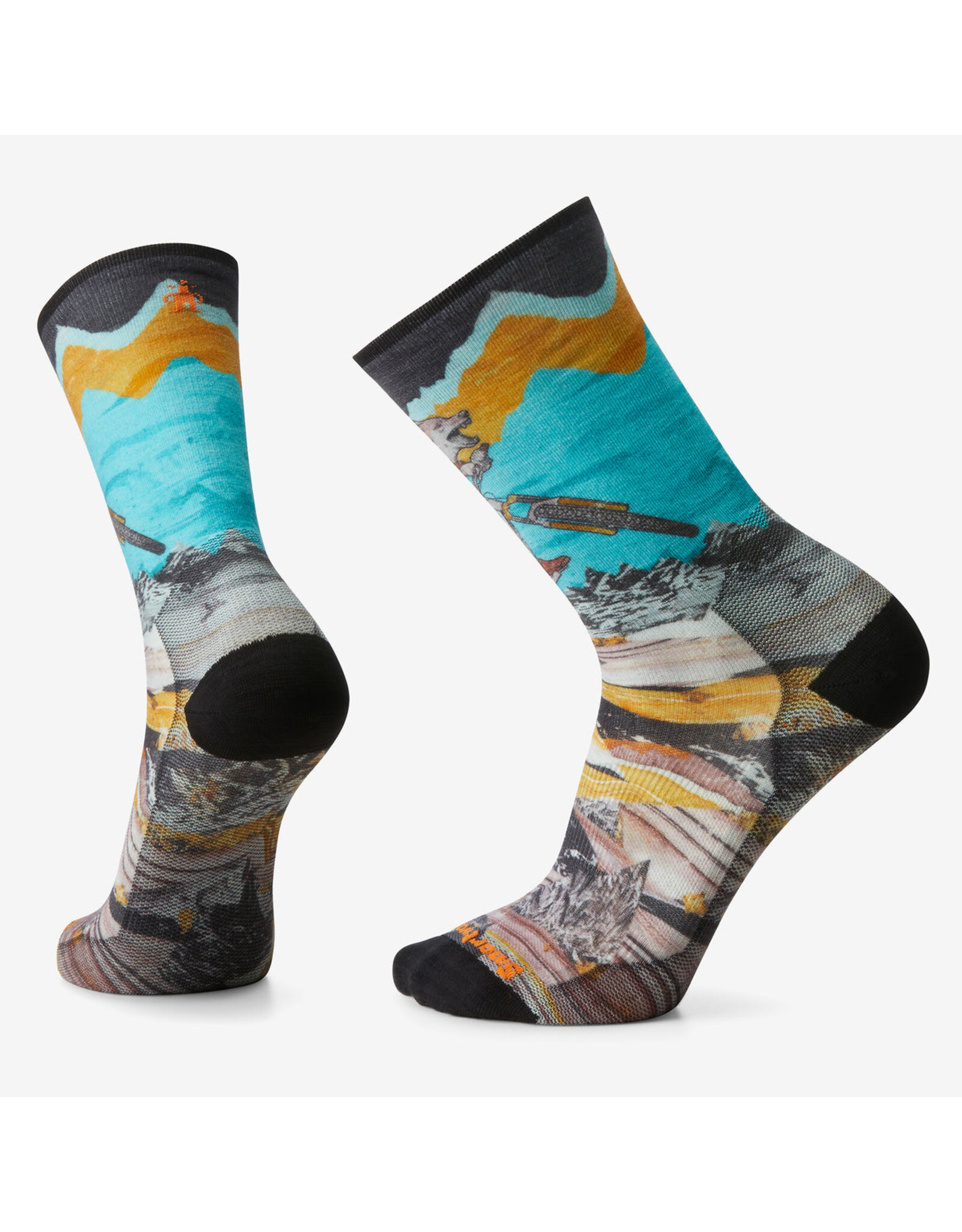 Smartwool Smartwool Bike Zero Cushion Wolf Print Crew Socks MULTI COLOR L