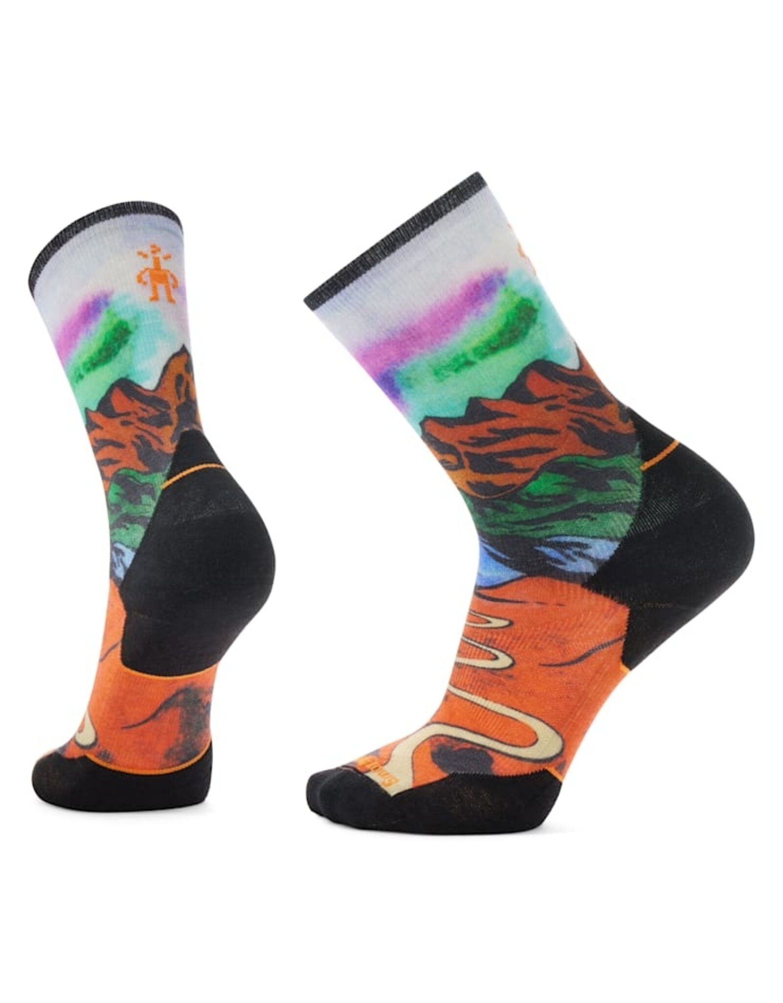 Smartwool Smartwool Trail Run Targeted Cushion Singletrack Print Crew Socks ORANGE RUST L