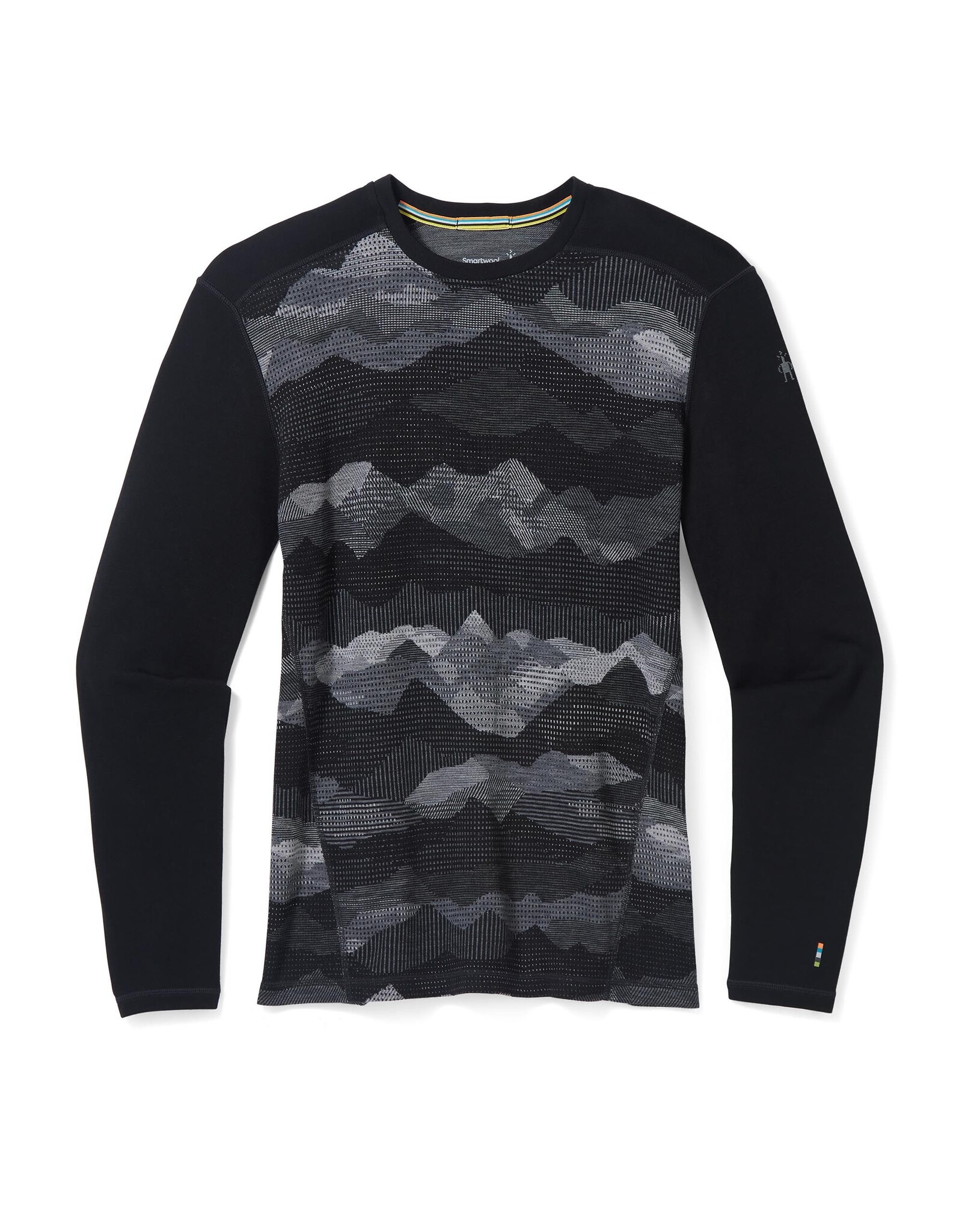 Smartwool Smartwool Men's Classic Thermal Merino Base Layer Pattern Crew Boxed Black Mountain Scape