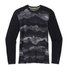 Smartwool Smartwool Men's Classic Thermal Merino Base Layer Pattern Crew Boxed Black Mountain Scape