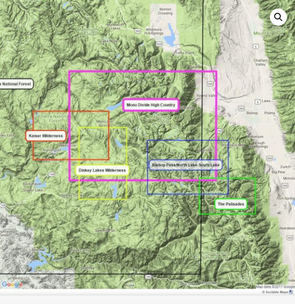 Tom Harrison Dinkey Lakes Wilderness Map