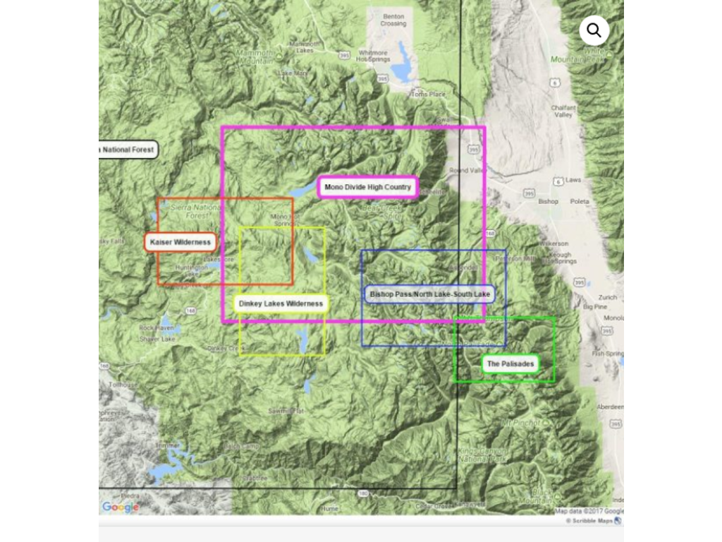 Tom Harrison Kaiser Wilderness trail Map