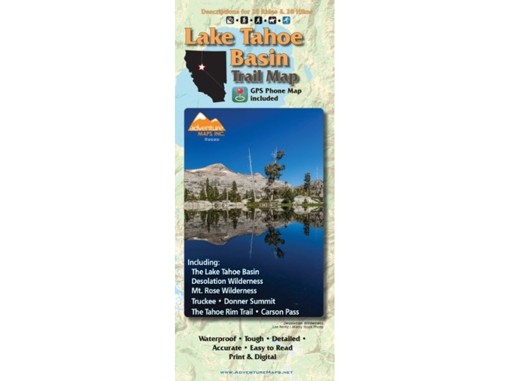 Adventure Maps Lake Tahoe Basin Trail Map