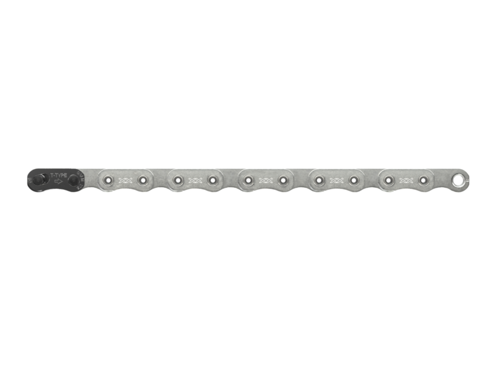 SRAM SRAM XX Eagle T-Type Flattop Chain - 12-Speed, 126 Links, Hollow Pin, Includes PowerLock Connector, PVD Coated, Silver