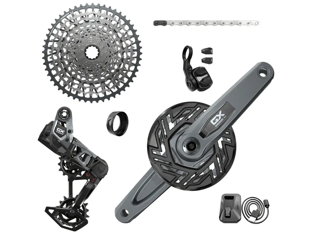 SRAM SRAM GX Eagle T-Type Ebike AXS Groupset - 160mm ISIS Crank Arms for Bosch, 36T Ring/Clip-On Guard, Derailleur, Shifter, 10-52t Cassette