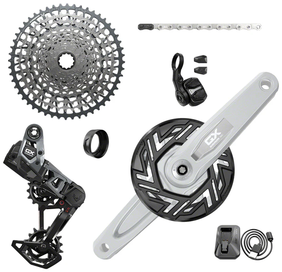 SRAM SRAM GX Eagle T-Type Ebike AXS Groupset - 104BCD 34T with Clip-On Guard, Derailleur, Shifter, 10-52t Cassette, Arms not included