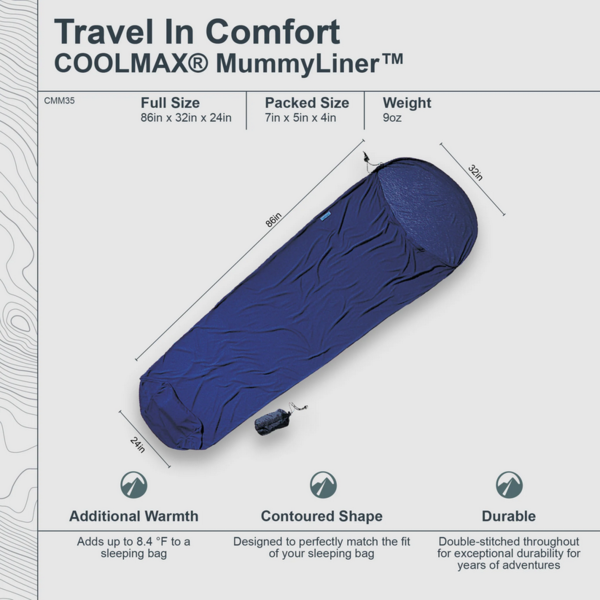 Cocoon Cocoon Mummy Liner CoolMax Blue