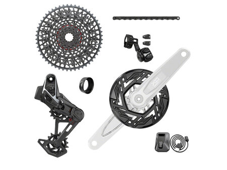 SRAM SRAM X0 T-Type Eagle E-MTB 104BCD Transmission AXS Groupset (RD w/Battery/Charger/Cord, EPOD Ult, CR 104BCD T-Type 34T,Clip-on Guard, CN 126l, CS XS-1295 10-52t) – cranks not included